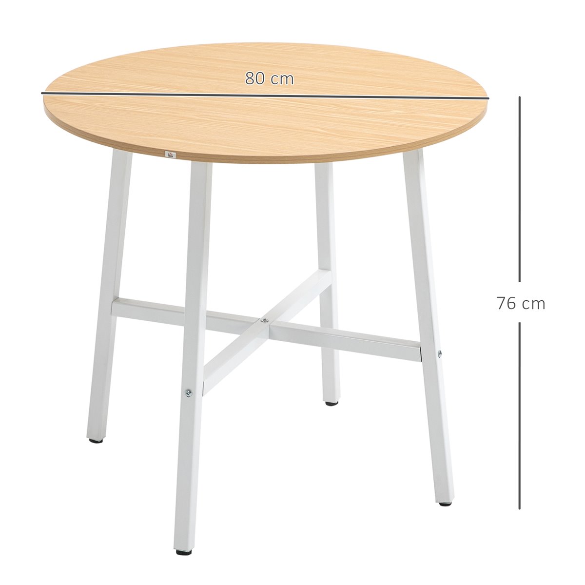 Mesa de cocina redonda en madera blanco de 80 x 73 cm