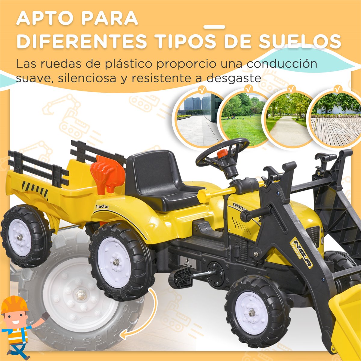 HOMCOM Tractor Excavadora Eléctrico para Niños de +3 Años Vehículo