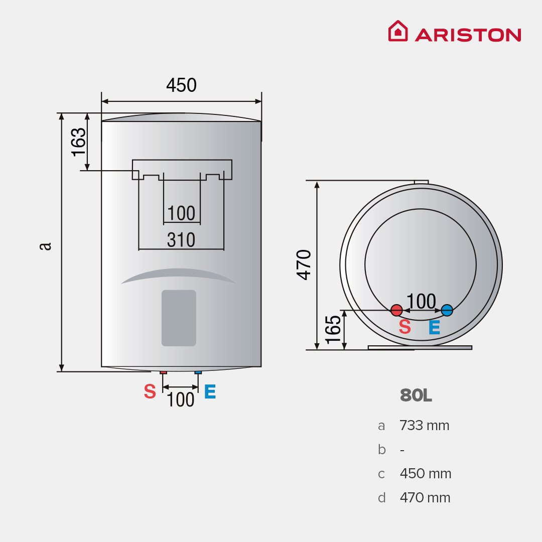 Termo eléctrico, Ariston, Lydos R 80 litros, Vertical - Conforama