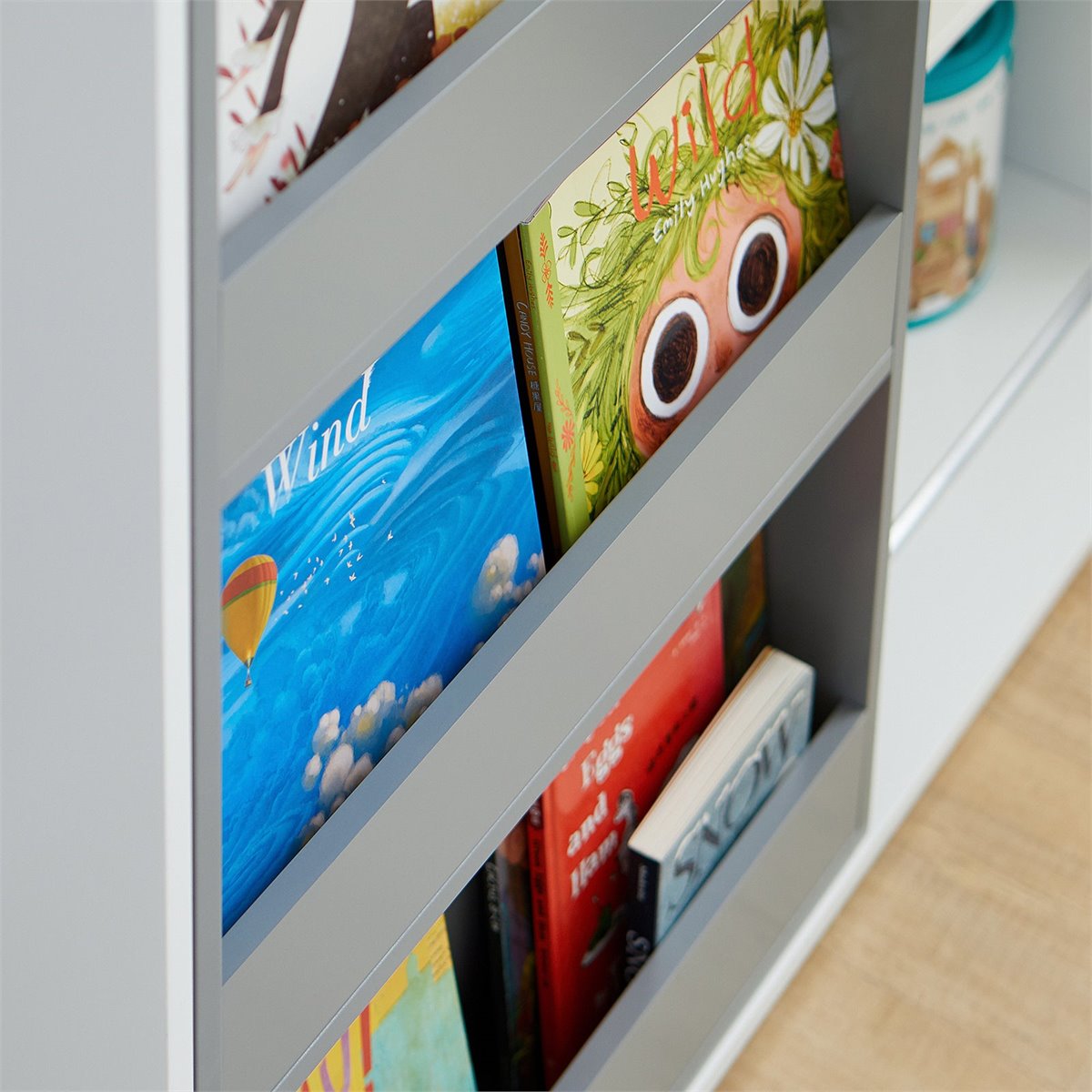 Estantería Infantil para Libros Giratoria Librería Multifuncional con 1  Pizarra y 4 Estantes Blanco 48 x 48 x 105 cm KMB64-W SoBuy ES
