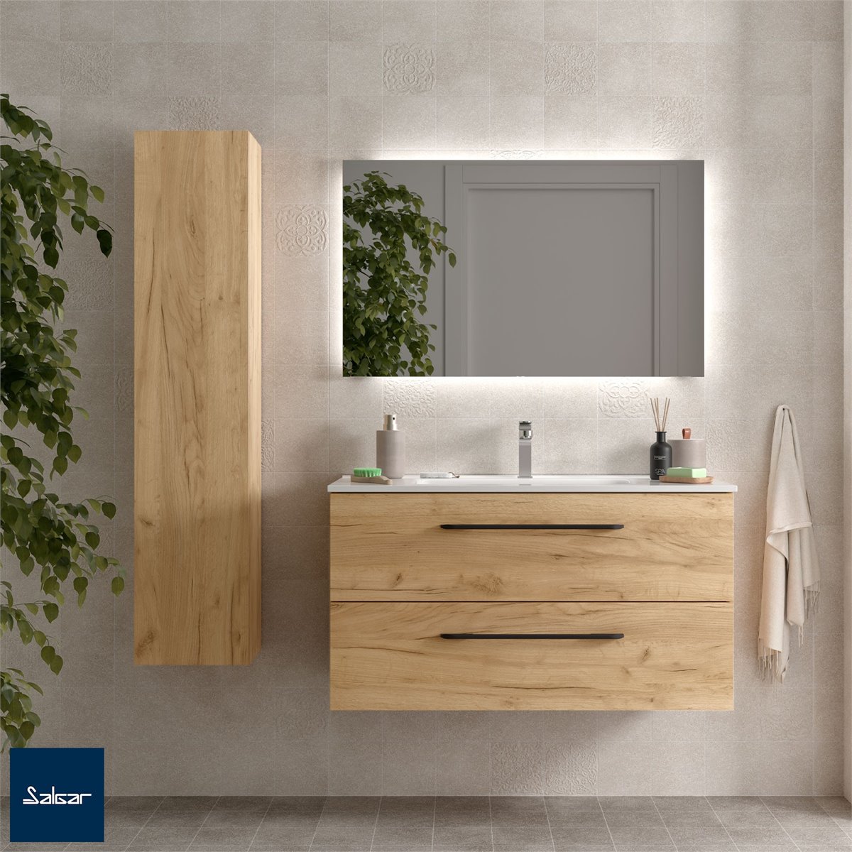 Mueble baño Devin 3 cajones espejo, sin lavabo, Nordik - Conforama