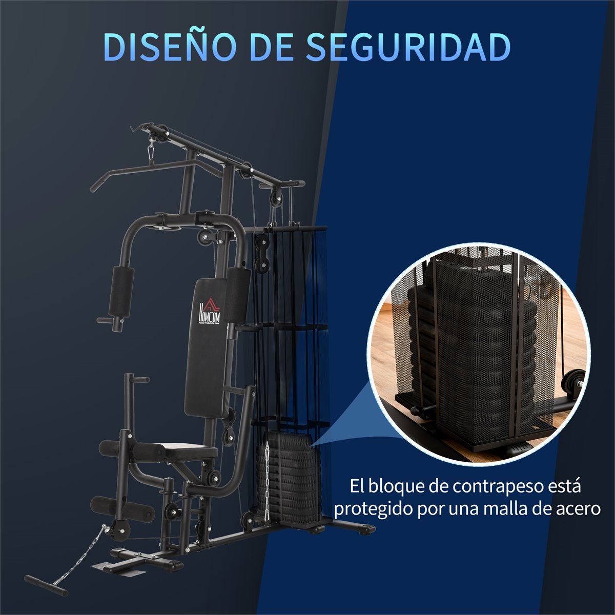 SPORTNOW Máquina de Multiestación Ajustable Multiestación de Musculación  con Placas de Peso de 45 kg Carga