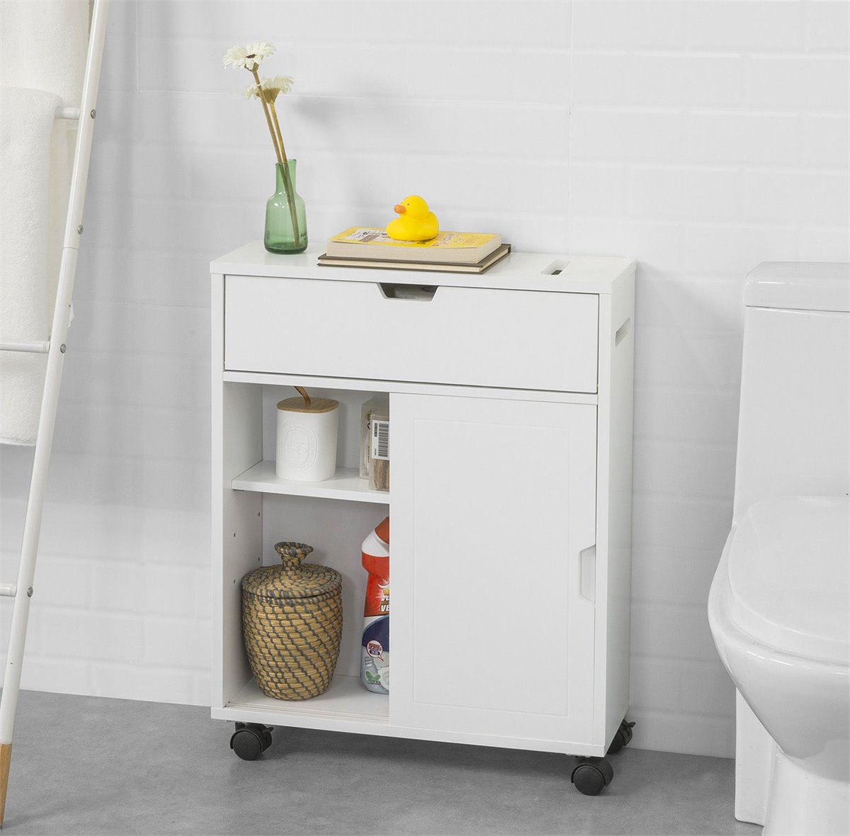 Mueble Auxiliar para baño Armario de baño Organizador con 2 estantes y 2  Puertas BZR13-W SoBuy - Conforama