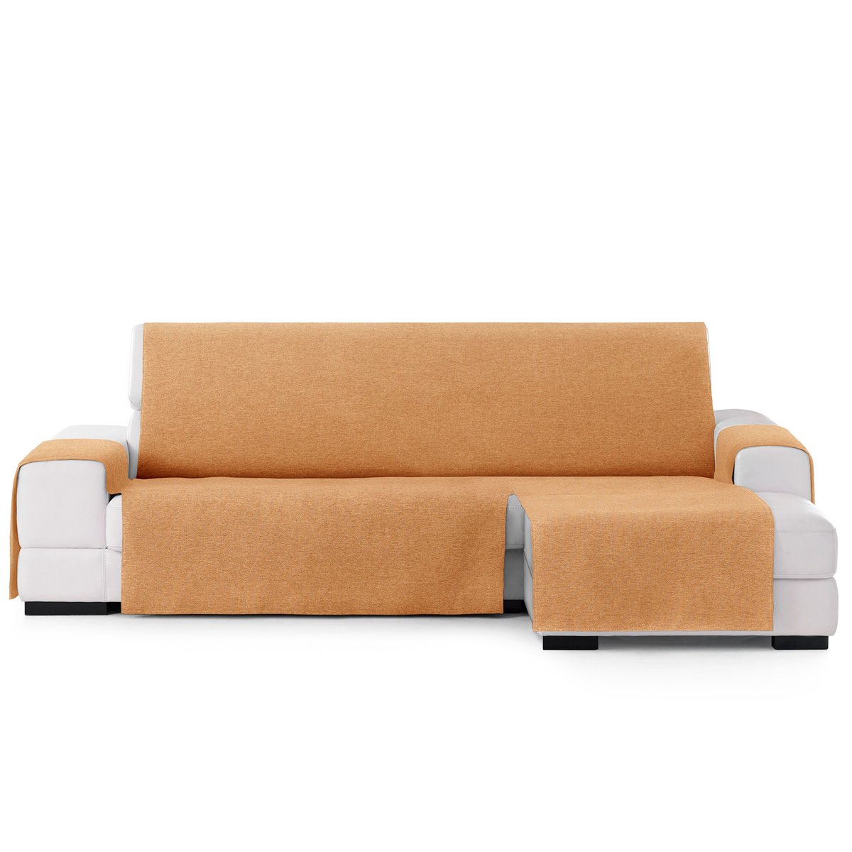 Vipalia Funda Cubre sofa chaise longue liso. Funda de sofa Chaise longue  Brisa brazo derecho Brisa. Protector antimanchas ajustable. Color Beige.  Chaise Longue Derecha 290 cm (Visto de frente) - Conforama