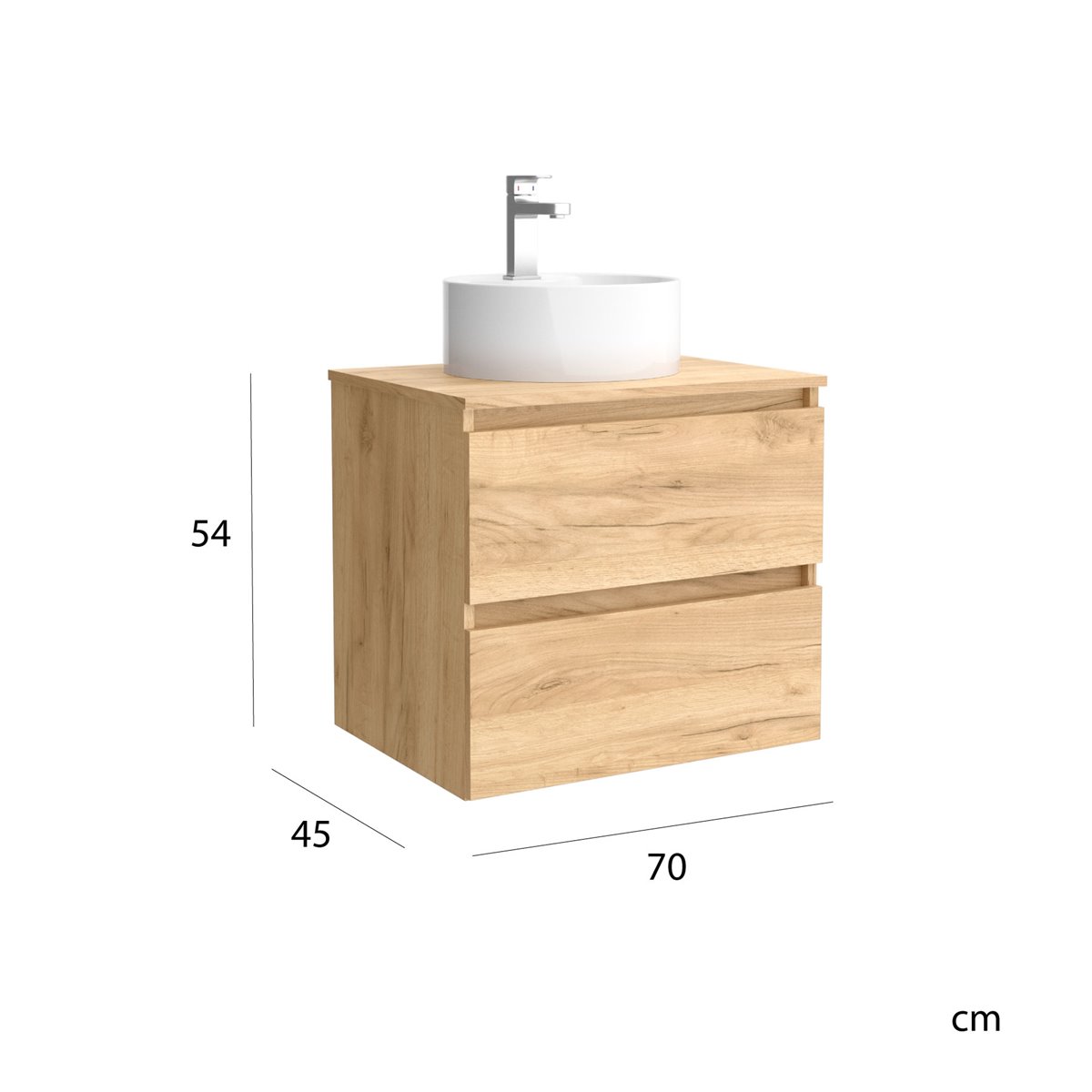 Mueble de baño Bequia 70 cm Blanco Mate, Lavabo sobre encimera, Salgar