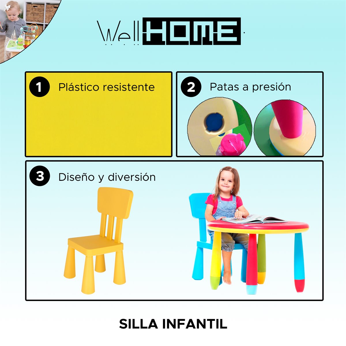 Silla Infantil Azul De Plástico - Veana Online