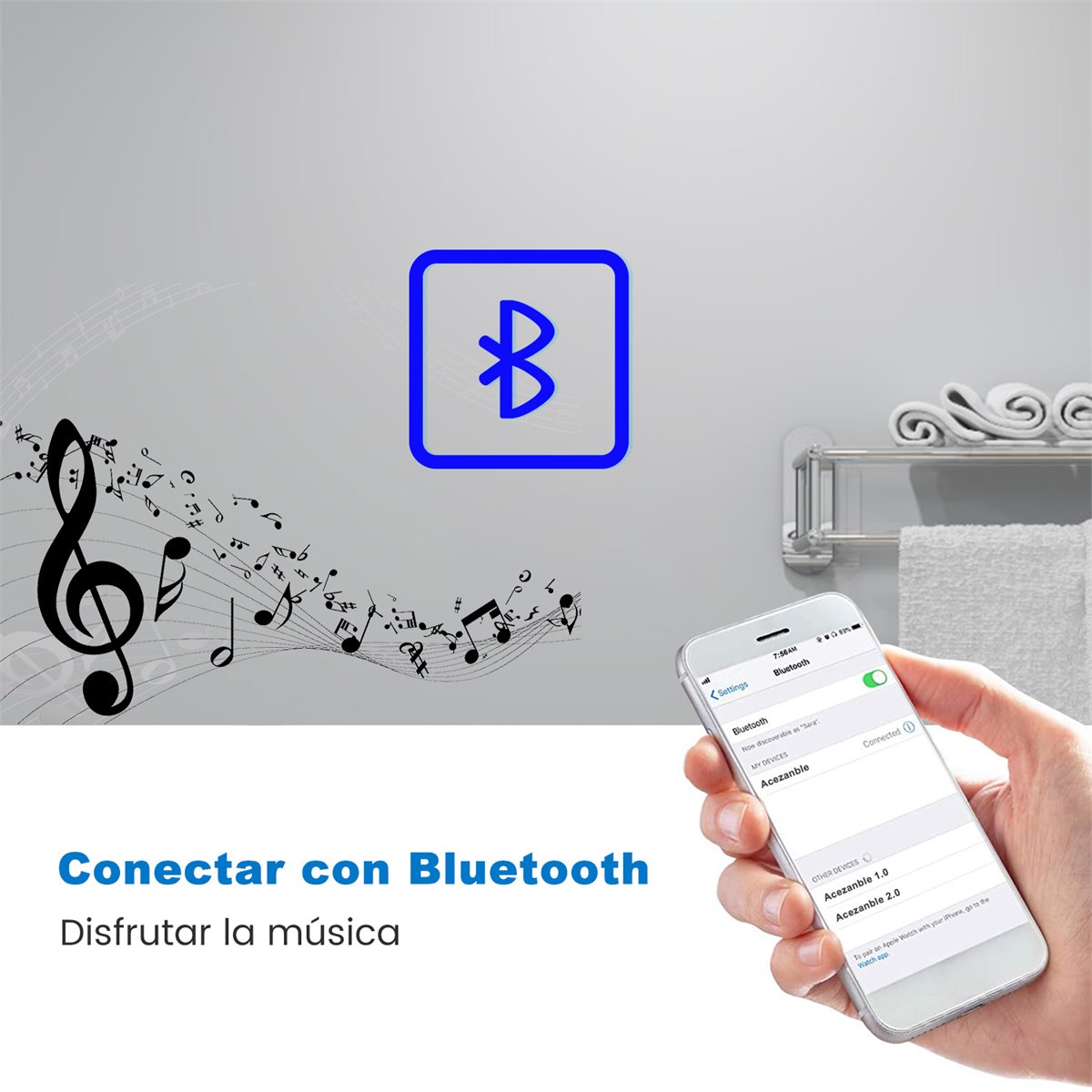 Espejo Baño Led Bluetooth Antiempañante 60 X 80 Envio Gratis