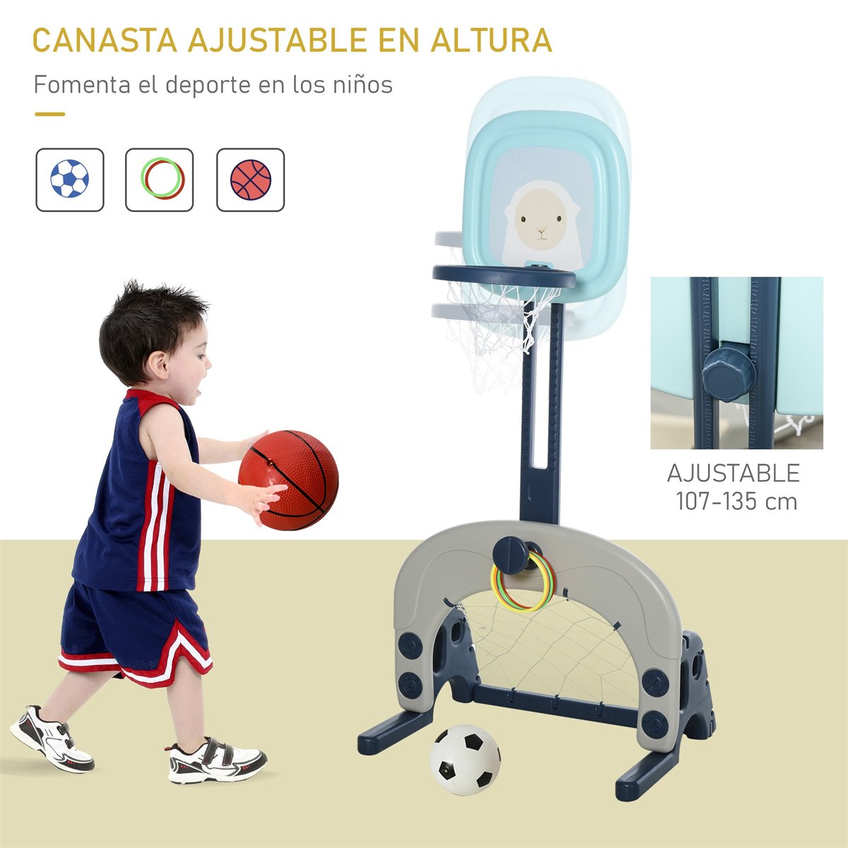 Homcom - Canasta de baloncesto infantil, Canastas