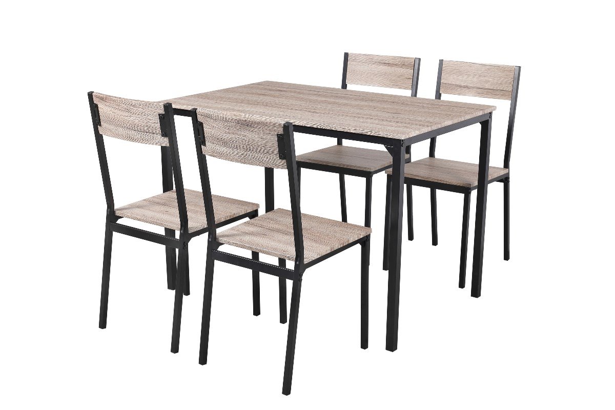 Conjunto Mesa y 4 sillas de CAFFE Negro/ Madera - Conforama