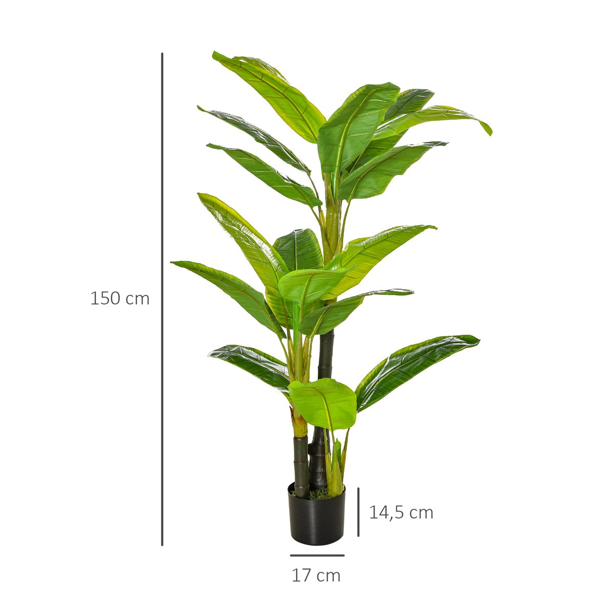 HOMCOM Planta Ficus Artificial 110 cm Planta Artificial con 90 Hojas Musgo  y Maceta para Interior y Exterior Verde