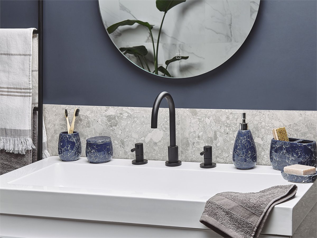 Conjunto de 6 accesorios de baño de cerámica azul oscuro Antuco