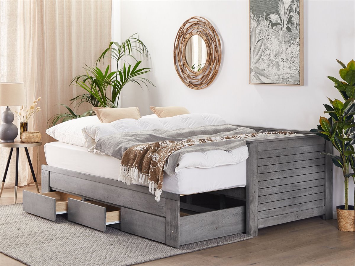 Cama con cama supletoria Skutskär con 4 Ruedas Metal 90 x 200 cm / cama -  Negro mate [