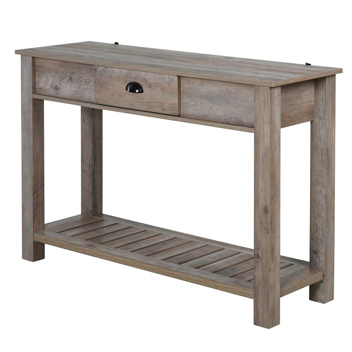 Mesa consola estrecha con estantes, mesa consola de madera, mesa de pasillo  estrecha, 100 x 23
