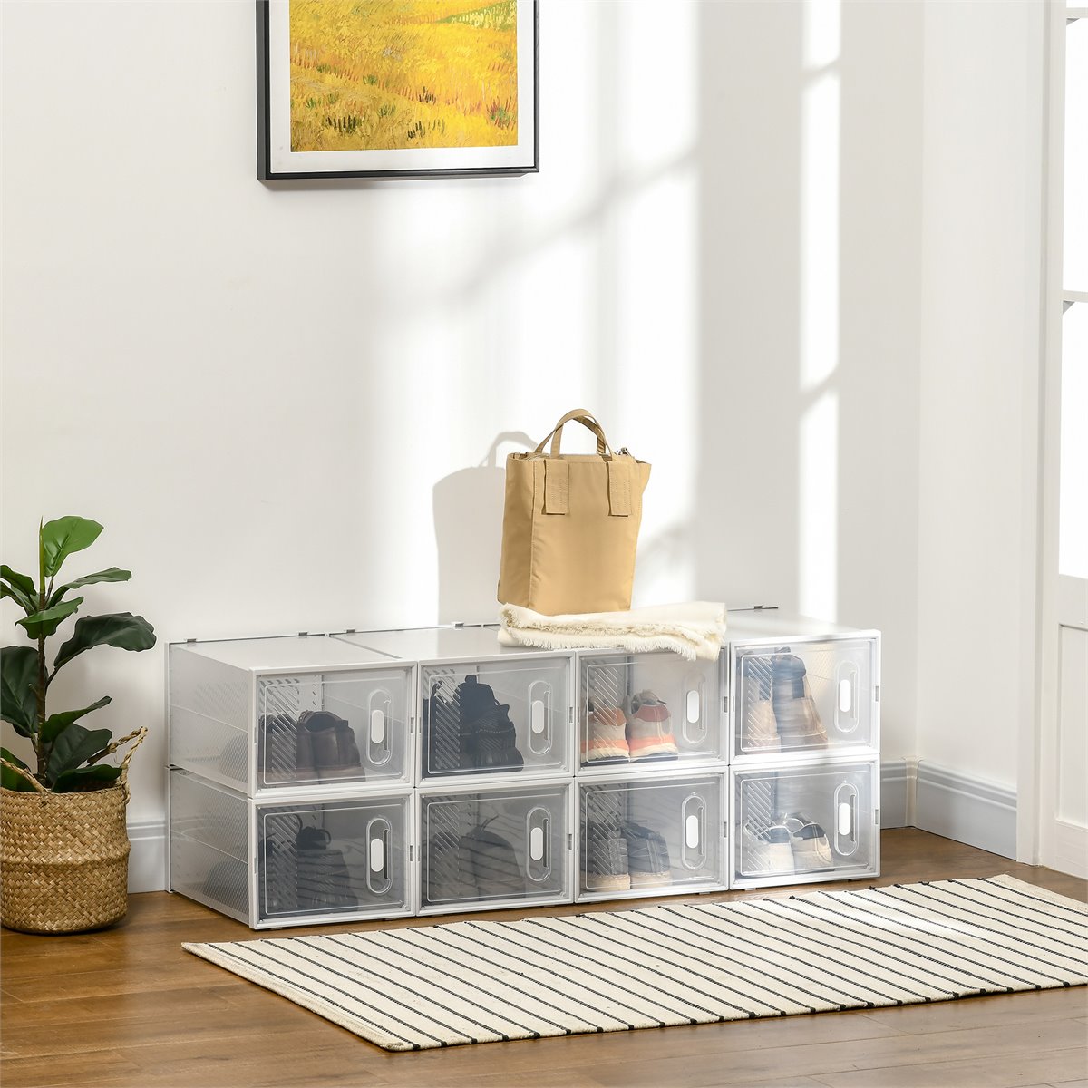 Pack 6 cajas transparentes apilables y antivuelco para zapatos 25x35x18,5  cm hasta T.46 - Max Home - Conforama