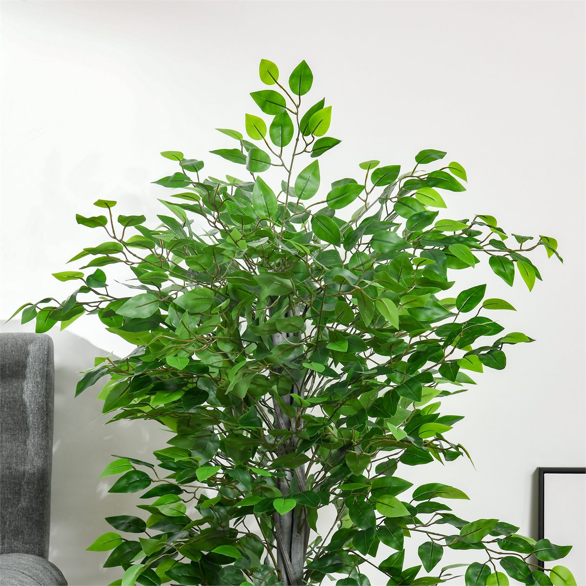 Planta Ficus Artificial HOMCOM PEVA, Metal Verde 15x15x110 cm 830-804V00GN