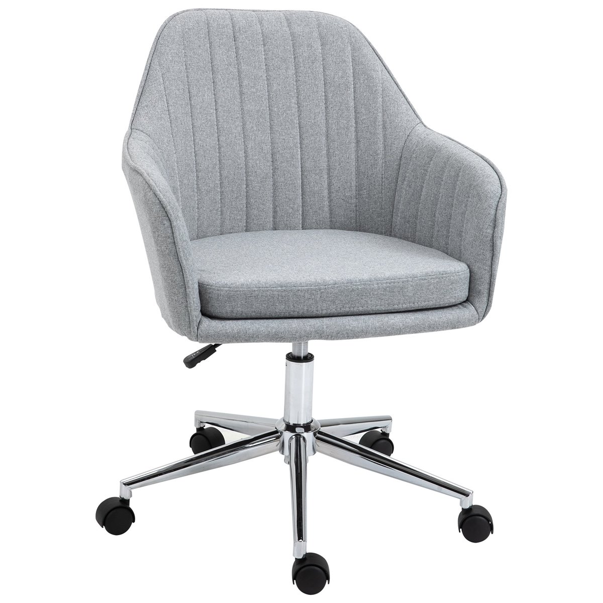 Vinsetto Silla de Oficina Ergonómica Silla Escritorio Giratoria y Ajustable  en Altura con Asiento Reposabrazos y Respaldo Acolchados 67x69x92-102 cm  Gris