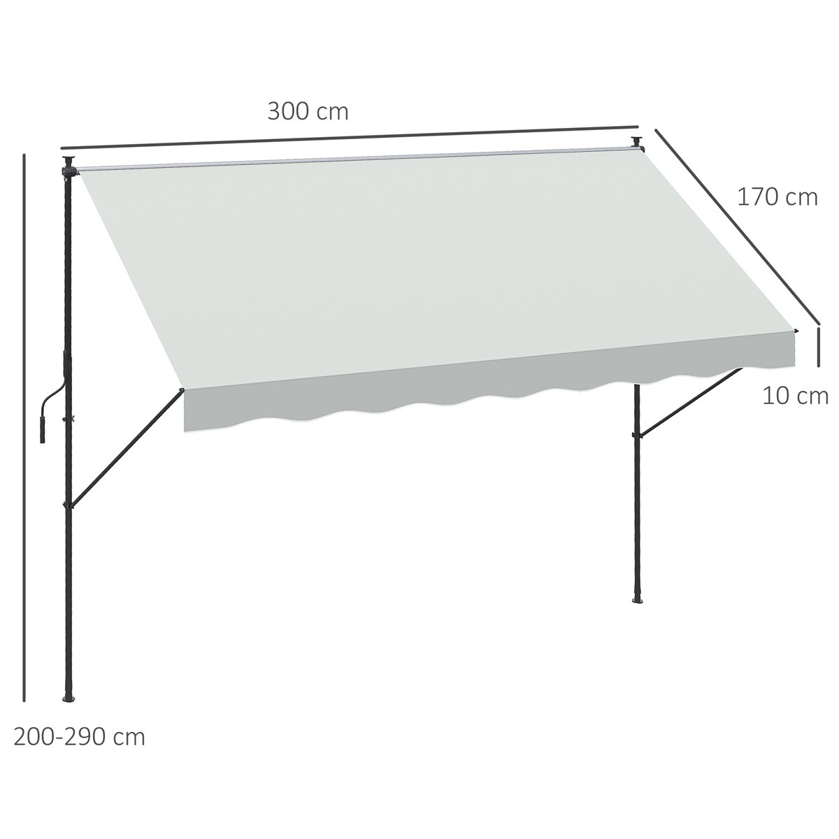 Outsunny Toldo Manual Retráctil Plegable con Manivela 295x245 cm Toldo  Enrollable Aluminio Protección Solar para Ventanas Puertas Balcón Terraza  Exterior Gris - Conforama