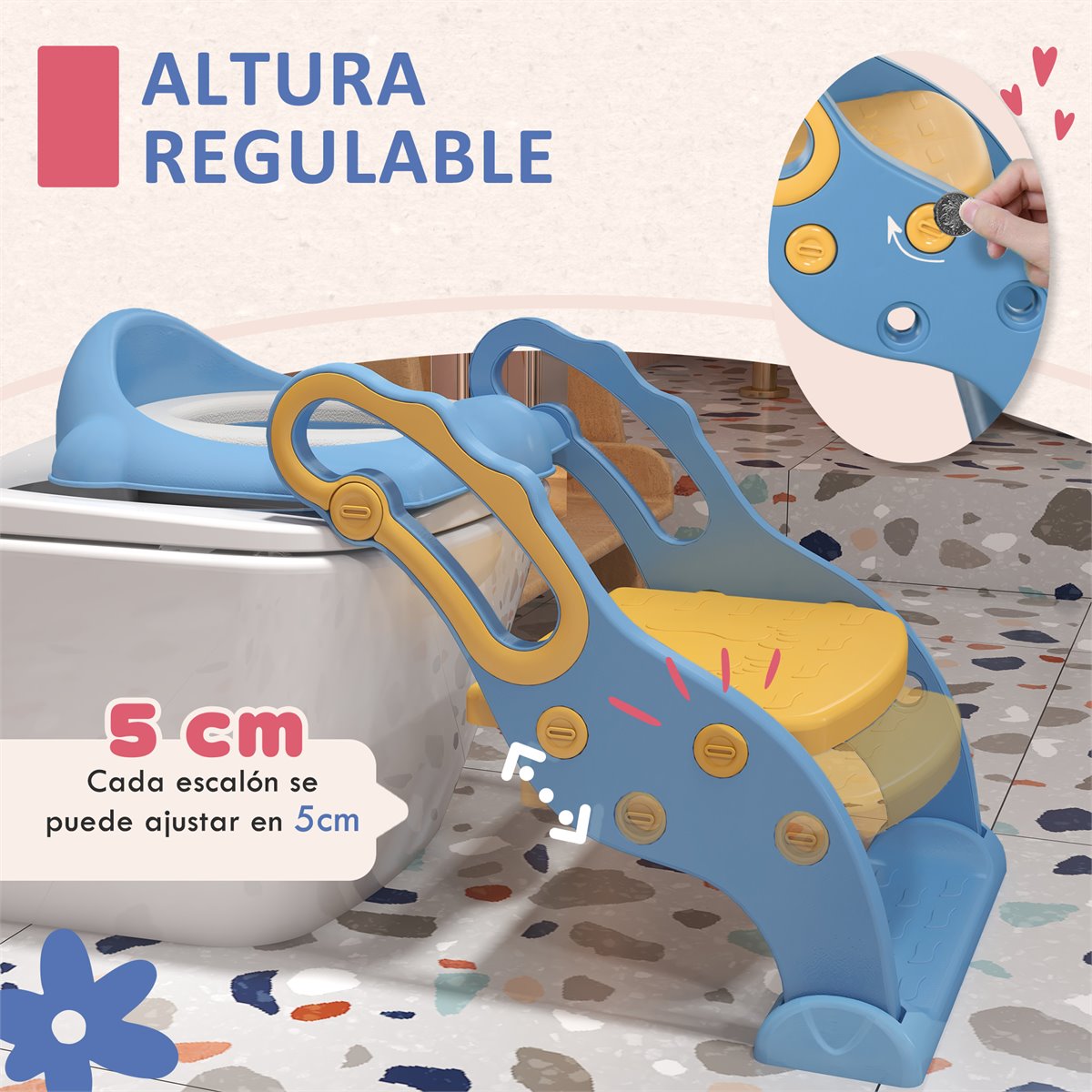 ZONEKIZ Adaptator WC para Niños con Escalera Asiento de Inodoro