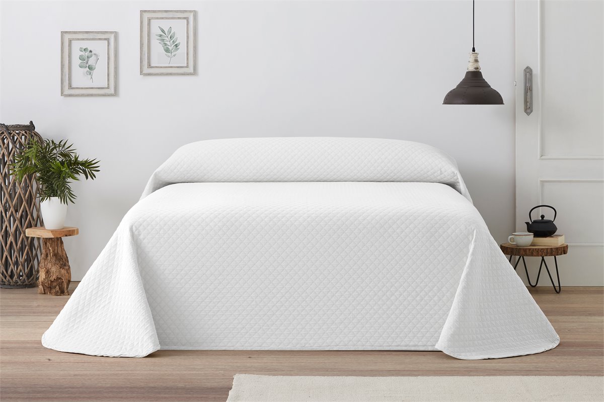 Colcha primavera verano algodón poliéster gris 250x260 cm cama de 150  SANTILLANA