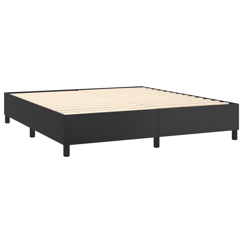 Estructura de cama box spring cuero sintético negro 180x200 cm