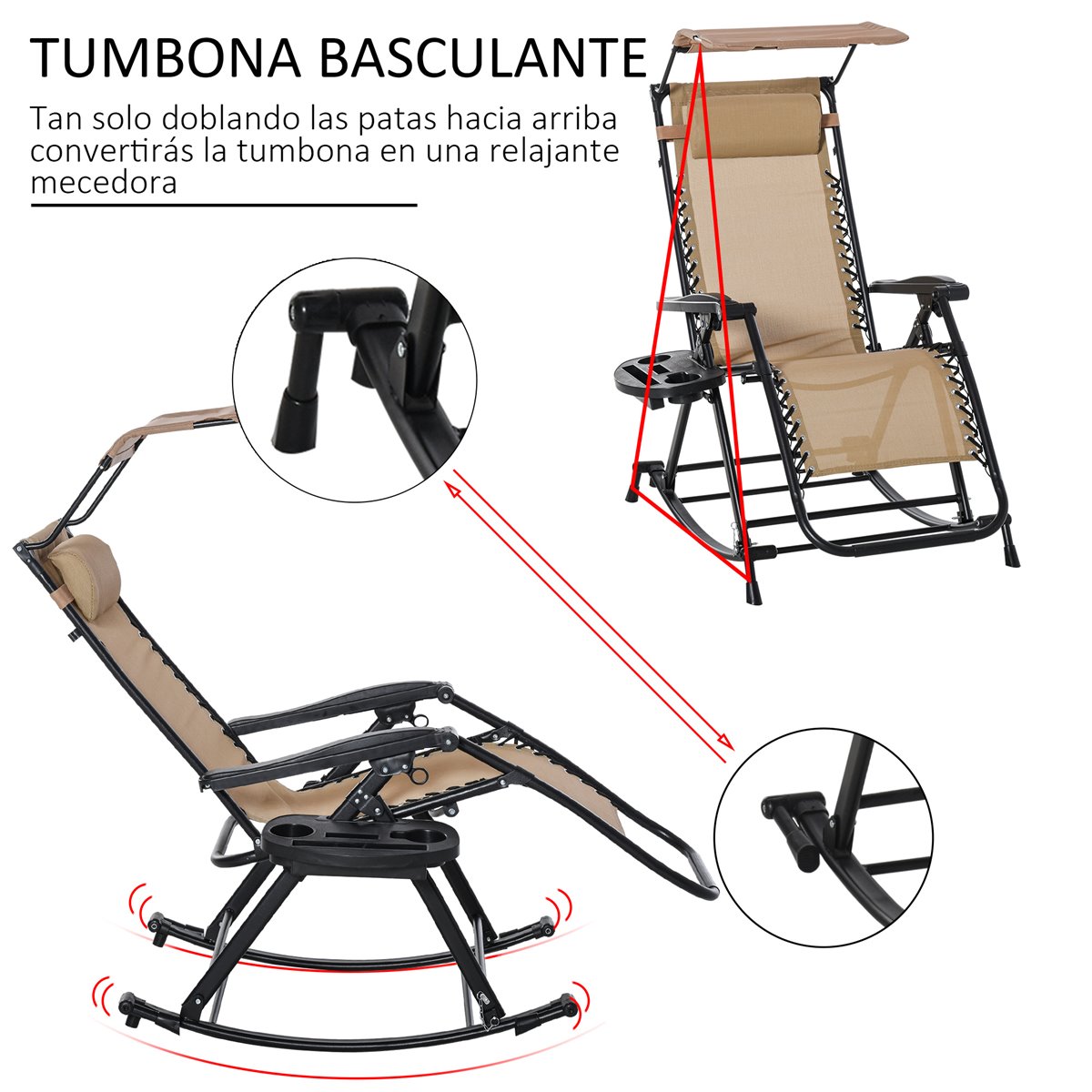 con reposapiés, mecedora de madera, silla mecedora de madera, silla de  piscina para mecedora, mecedora al aire libre, balcón plegable, reclinable