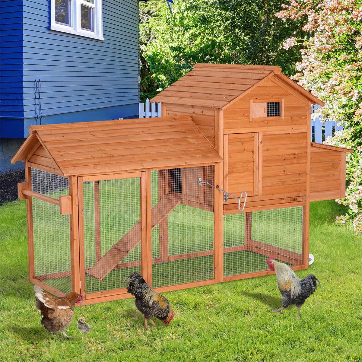 Gallinero de madera al aire libre jaula jardín patio trasero gallina casa  para 2-4 pollos (40) marrón