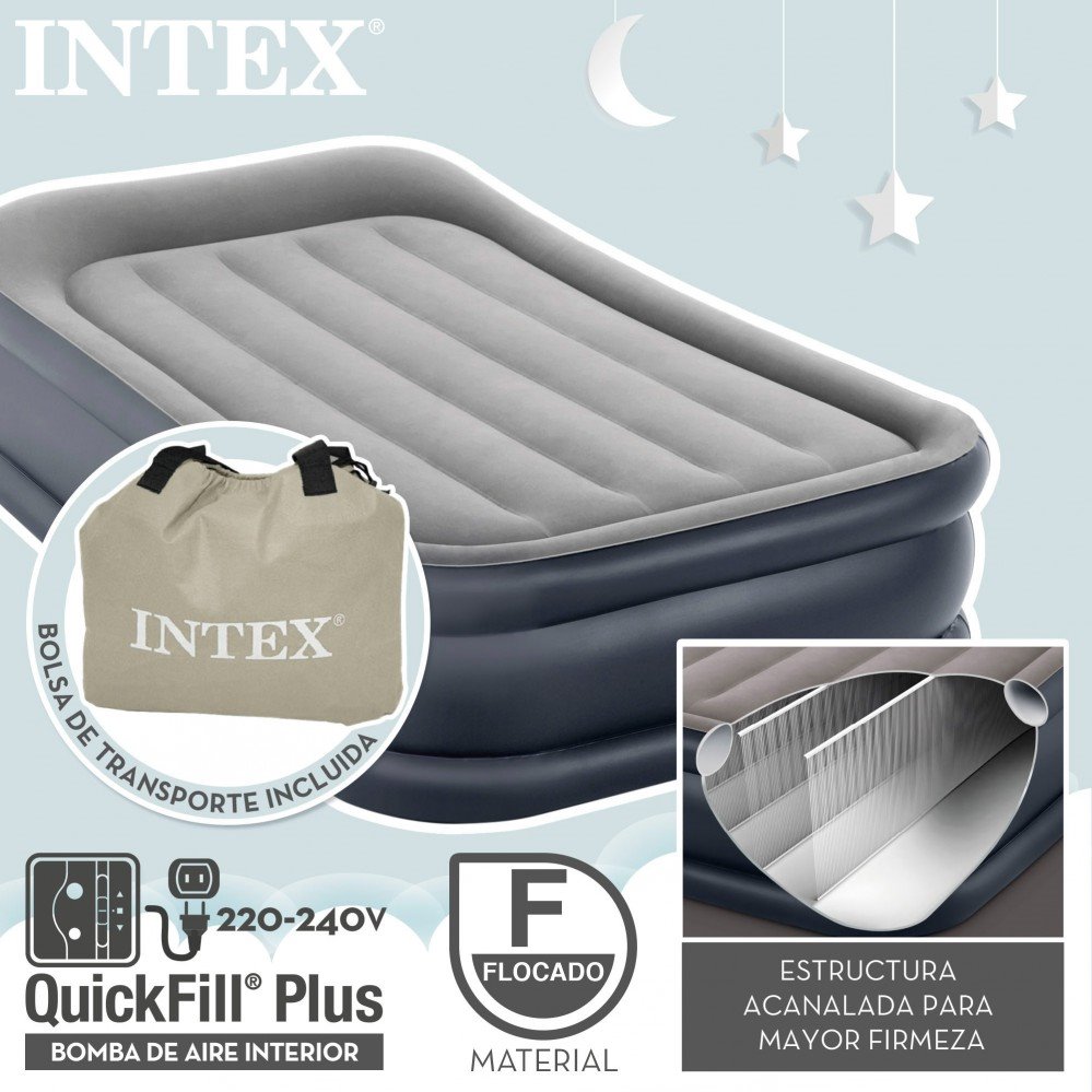 INTEX Colchón hinchable Dura-Beam Standard Deluxe Pillow, Cama