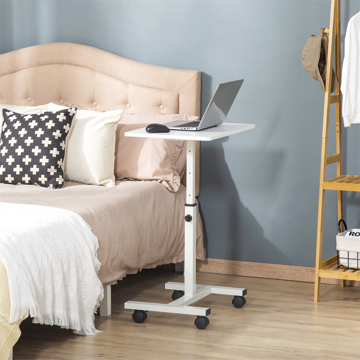 Mesa de altura ajustable con ruedas, mesa auxiliar multifuncional para  cama, sofá y silla, mesa portátil sobre la cama con ruedas, mesa auxiliar  de
