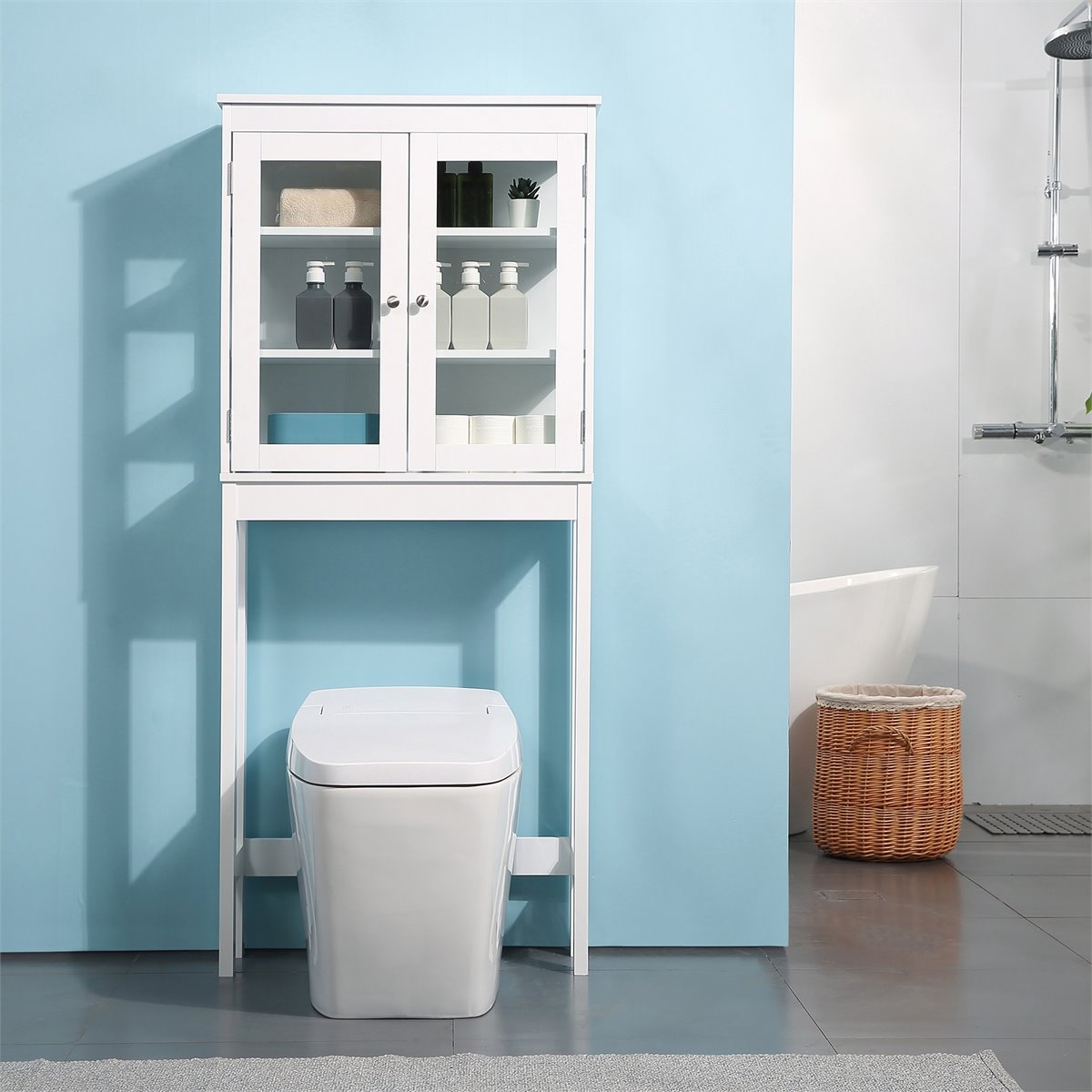 Mueble baño sobre inodoro Kleankin blanco 70x24,5x160 cm