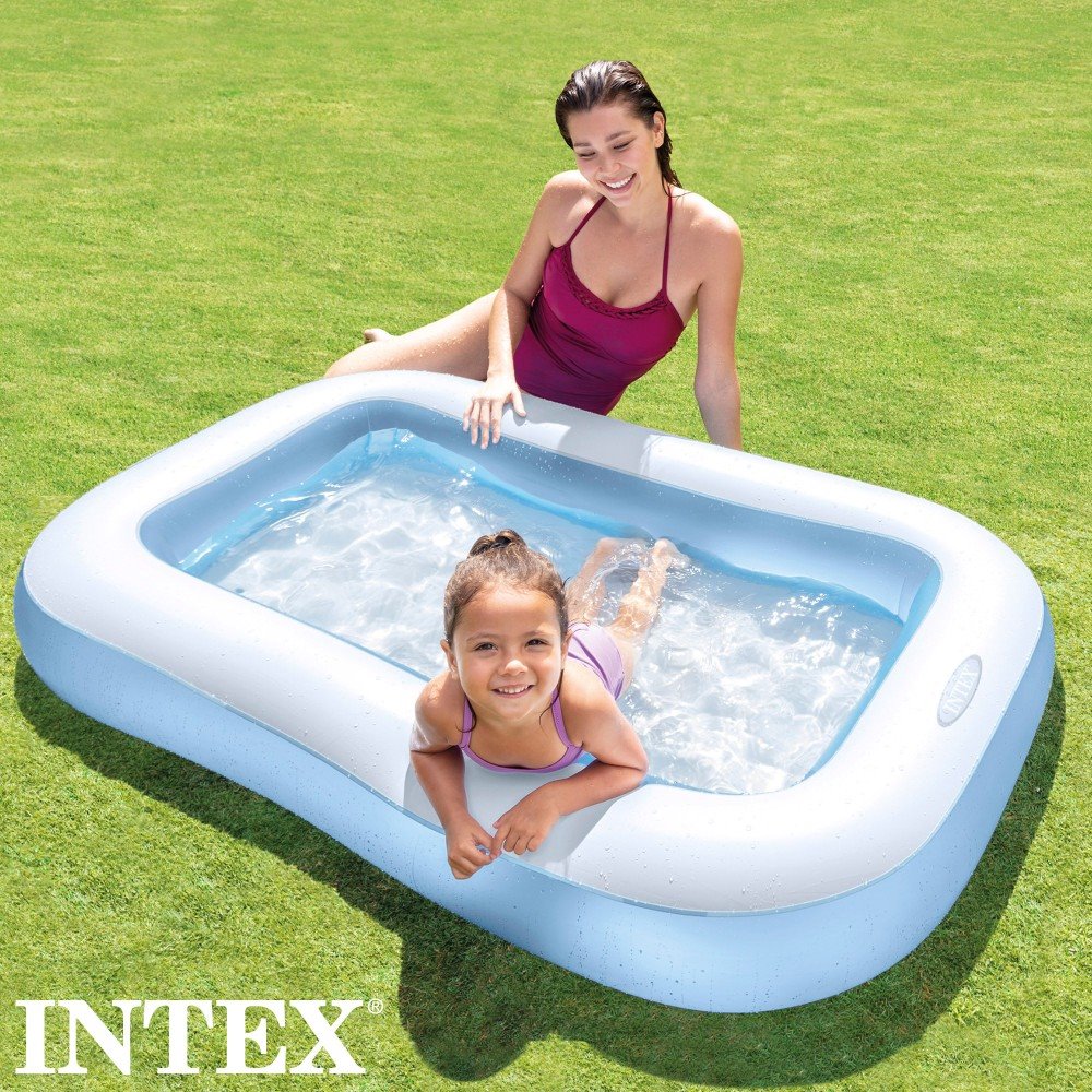 Piscina hinchable para niños rosa c/suelo acolchado 166x100x25 cm INTEX