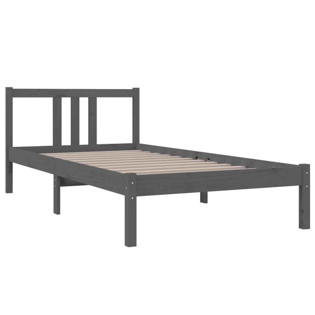 Estructura de cama madera maciza gris 90x190 cm - Conforama