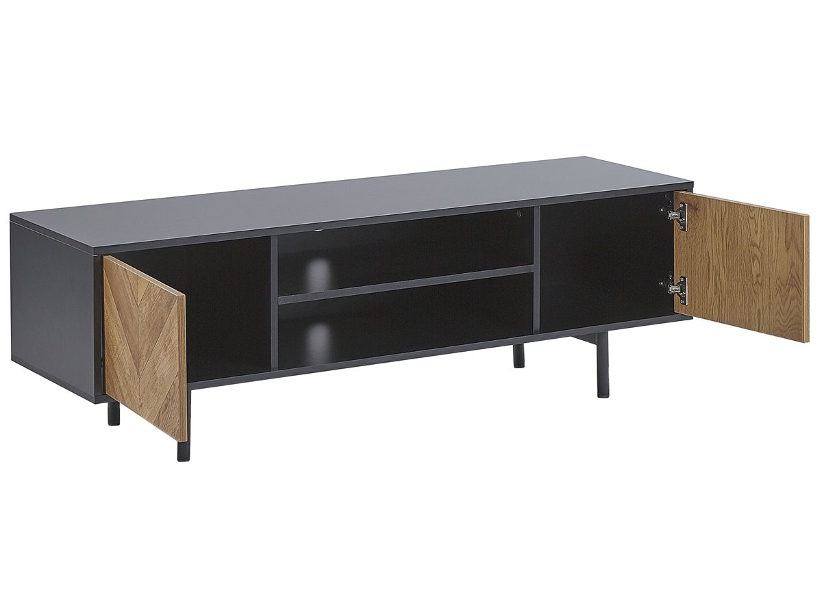 Mueble TV negro/madera clara STERLING 