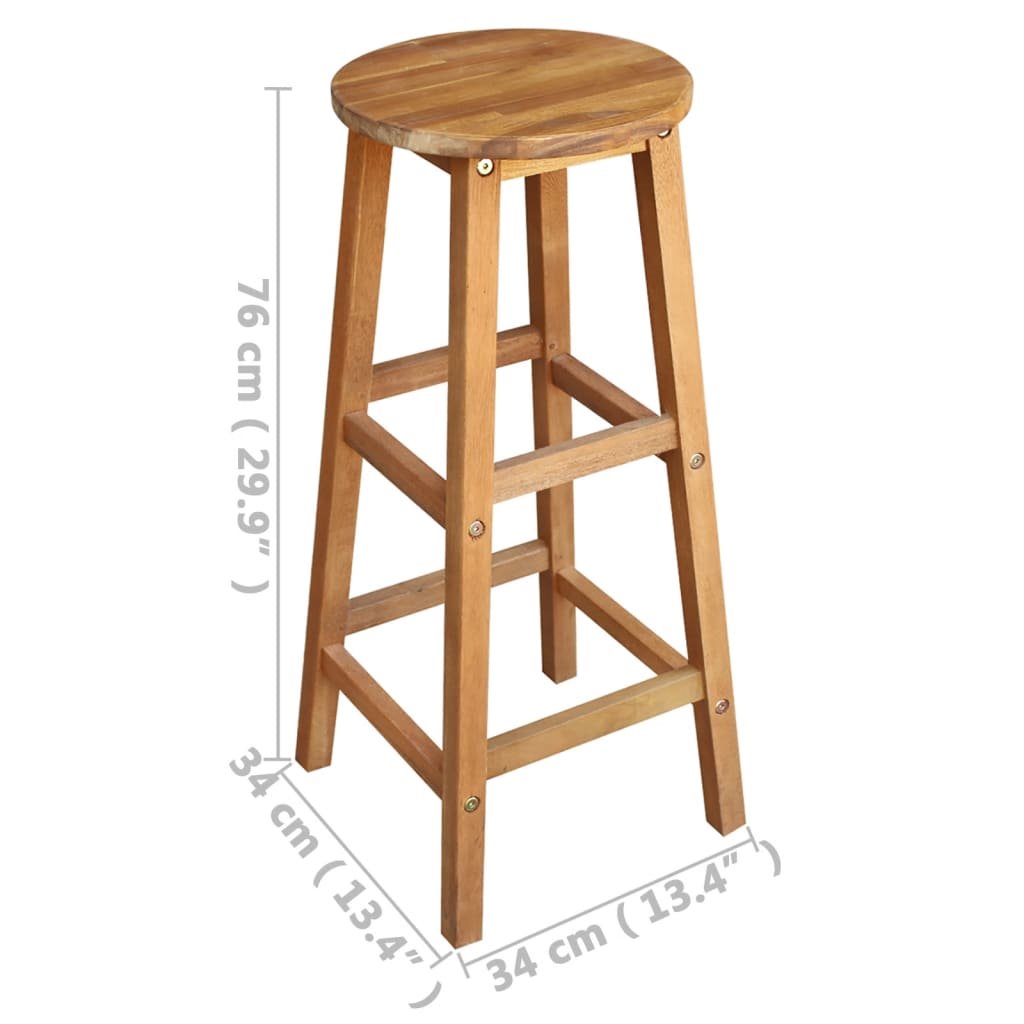 Conjunto de 2 taburetes de bar silla alta madera maciza acacia 1202064 -  Conforama