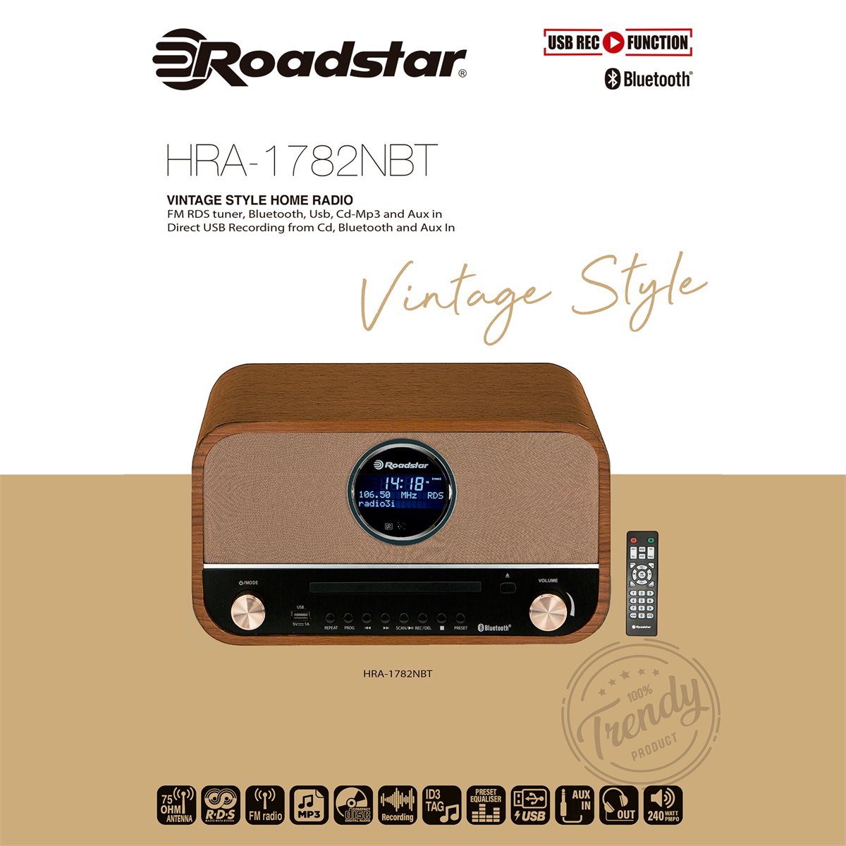 Radio Portátil Vintage Roadstar HRA-1500N Madera - Radio - Los mejores  precios