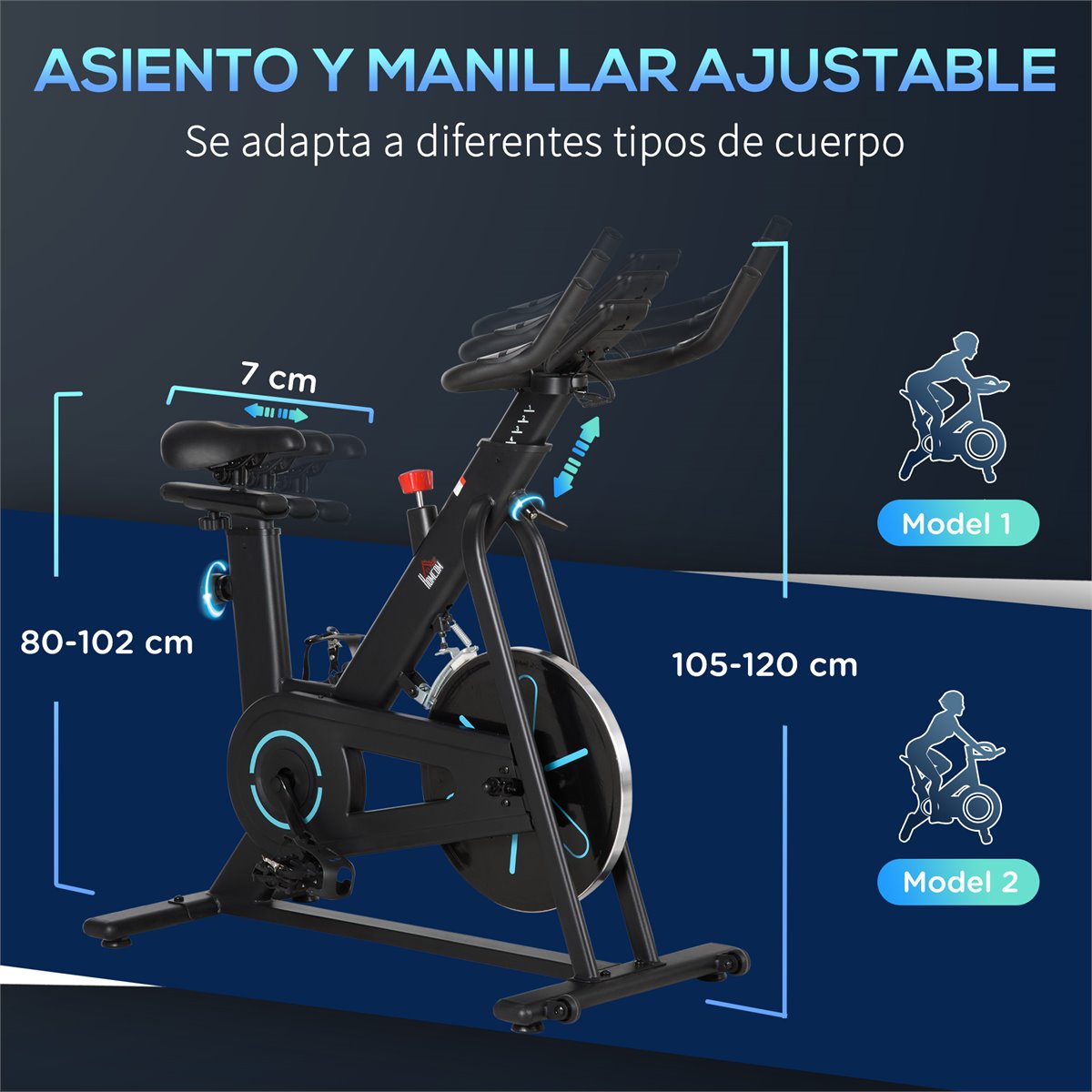 Bicicleta Estática con Pantalla LCD Volante de Inercia 6kg Sillín y  Manillar Ajustables en Altura Resistencia