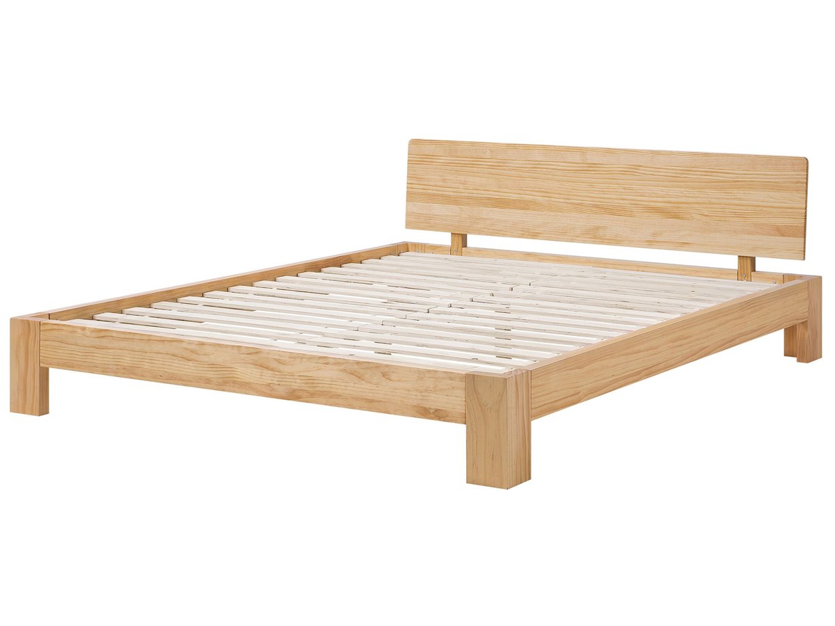 Cama con somier de madera de pino blanca 90 x 200 cm VANNES 