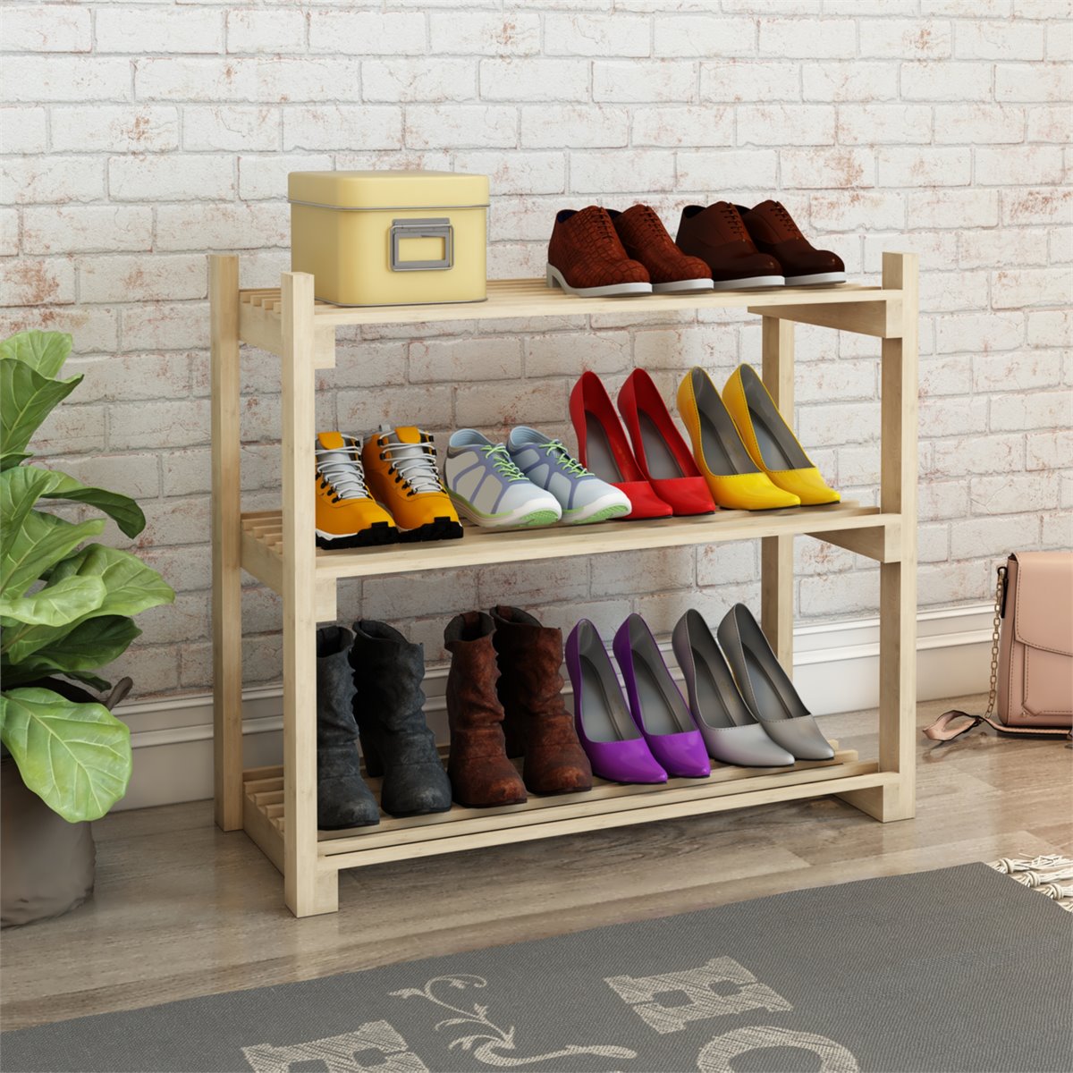 Elegante armario alto de madera para zapatos, de pie, organizador de  zapatos con 30 capacidades de almacenamiento, zapatero alto para pasillo