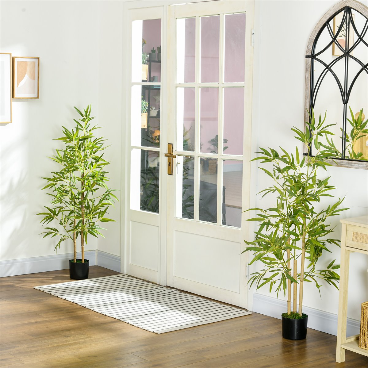 HOMCOM Ficus Artificial de 130 cm Planta Artificial de 702 Hojas con Maceta  Decoración para el Hogar Ø15x130 cm Verde