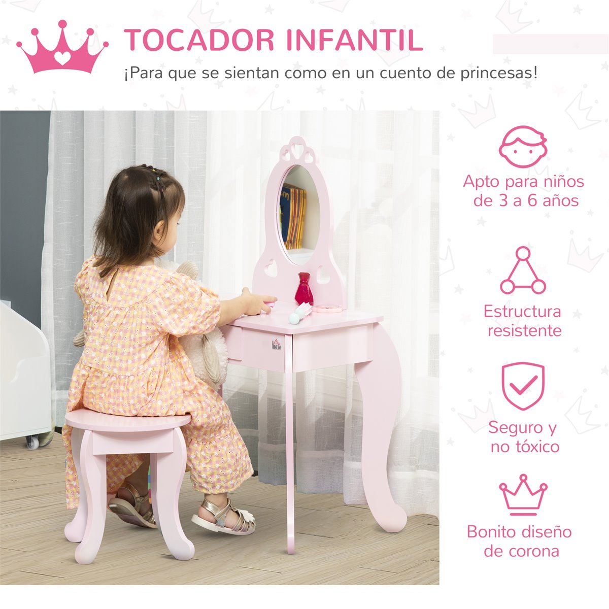 Cama Infantil De Madera Para Niña Princesa Corona