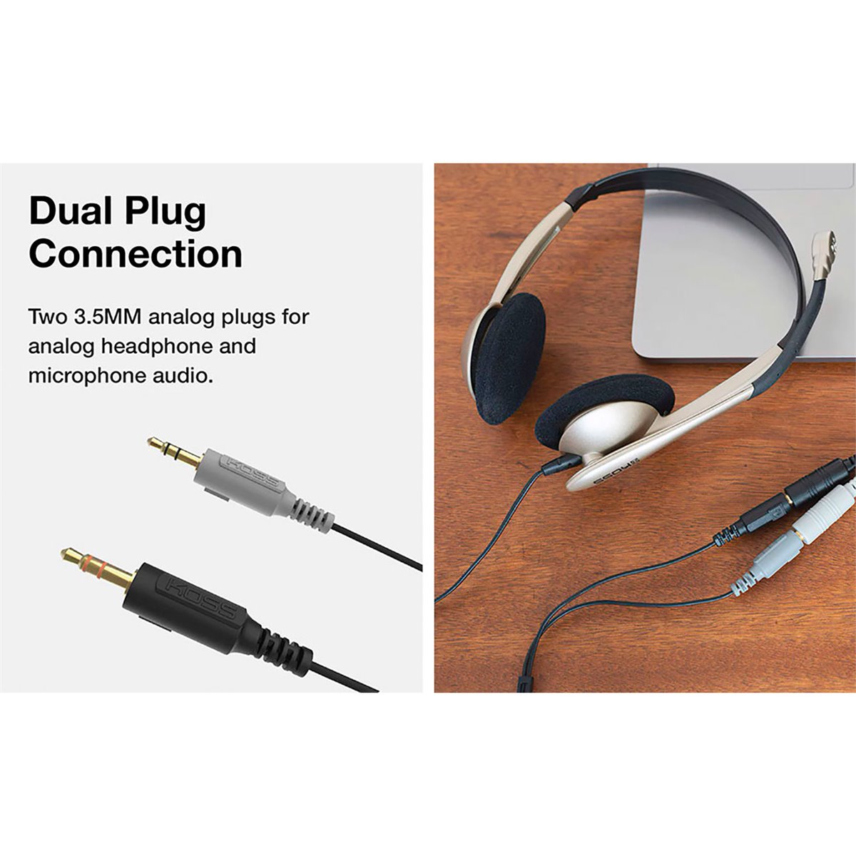 KOSS CS100 Auriculares con Cable y Micrófono con Cancelación Ruido Cascos  de Diadema para Videoconferencia, , Beige - Conforama