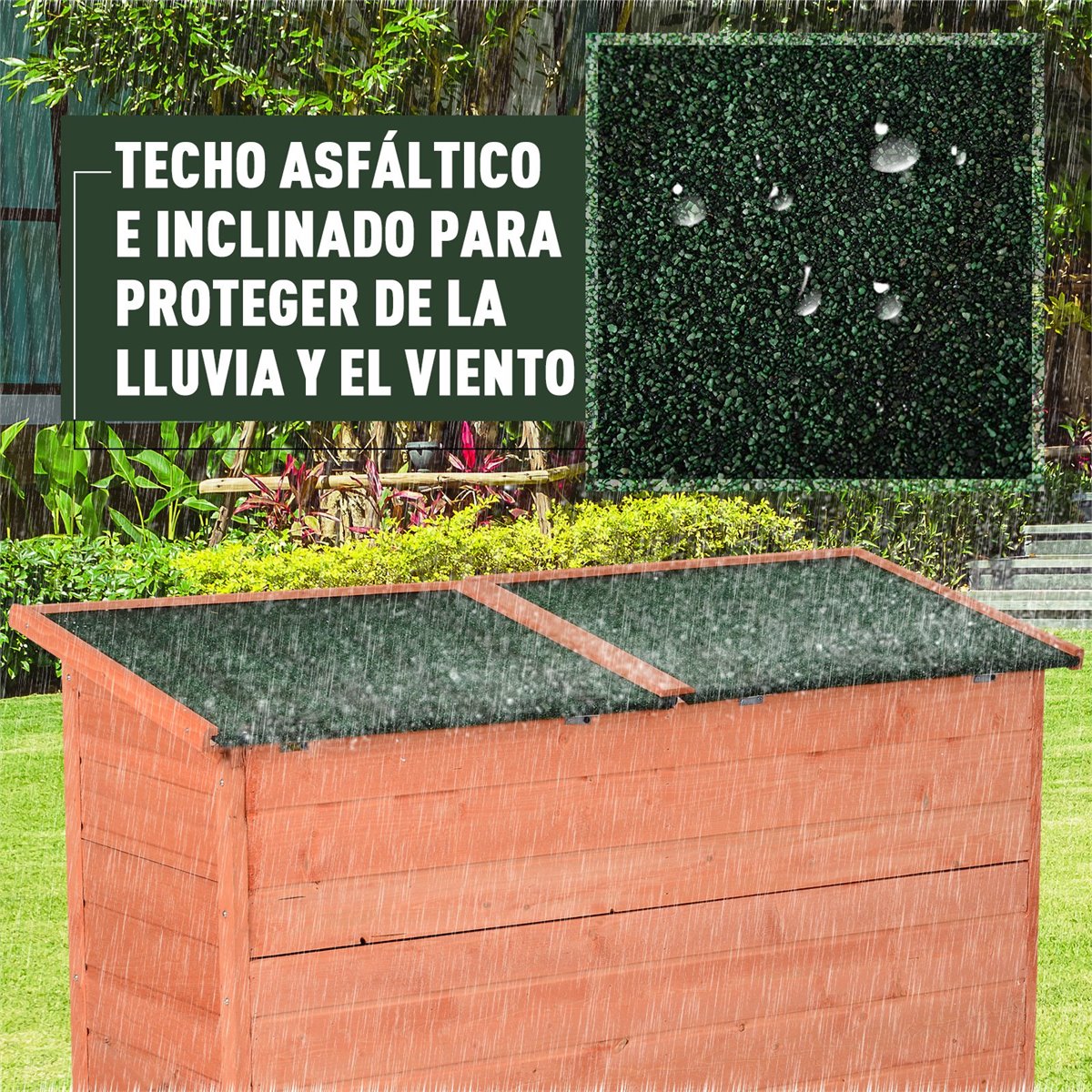 Outsunny Armario de Jardín de Madera 110x55x117 cm 0,45 m² Cobertizo para  Almacenaje de Herramientas con Techo Asfáltico 3 Estantes y 2 Puertas para  Exterior Terraza Natural - Conforama