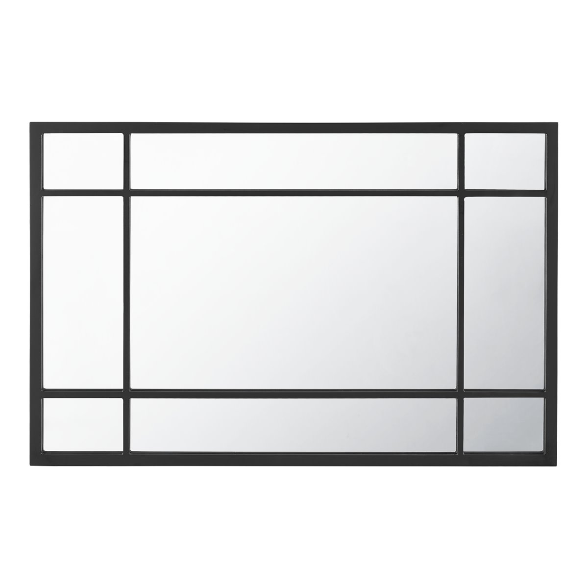 Espejo de pared Colobraro rectangular para baño MDF 90 x 60 cm - Negro mate  [en.casa] - Conforama