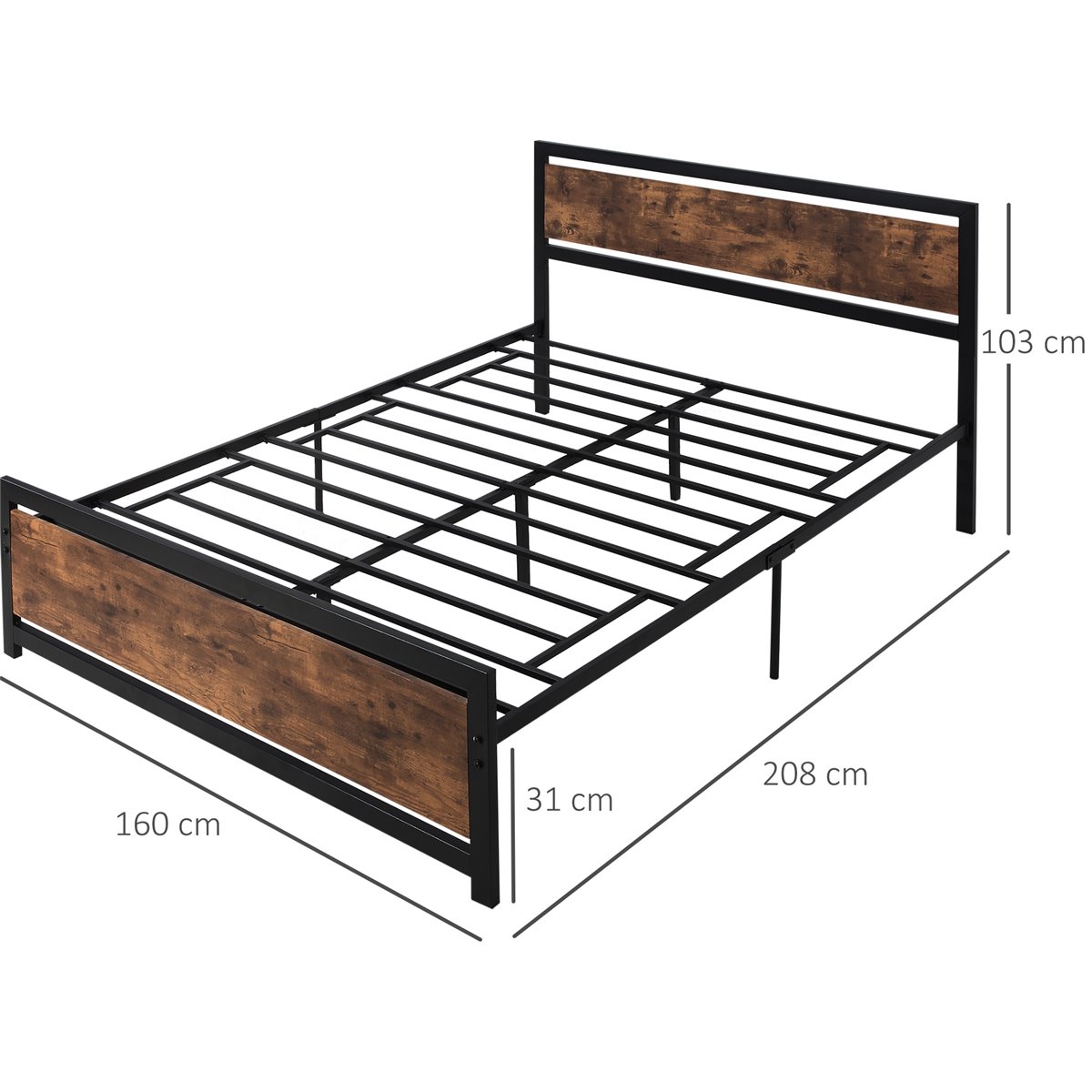 Estructura cama Marco de Cama Somier de Cama doble pequeña madera