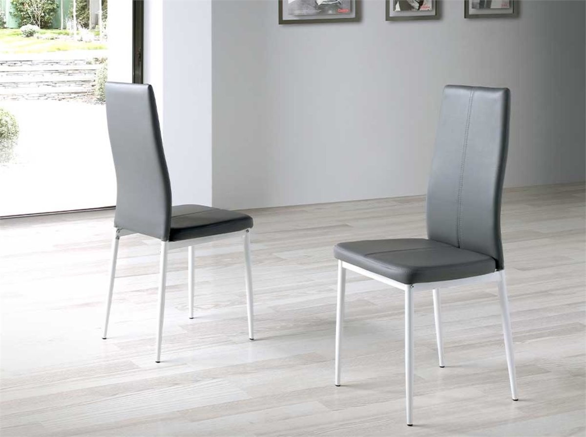 Set 4 sillas de cocina Simil Piel MELBOURNE - Blanco - Conforama