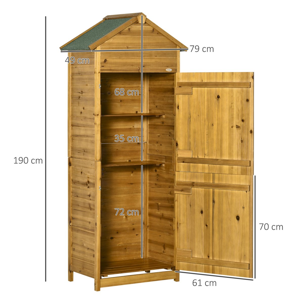 Armario de jardín de madera con 2 puertas Outsunny 98x48x95,5 cm Gris
