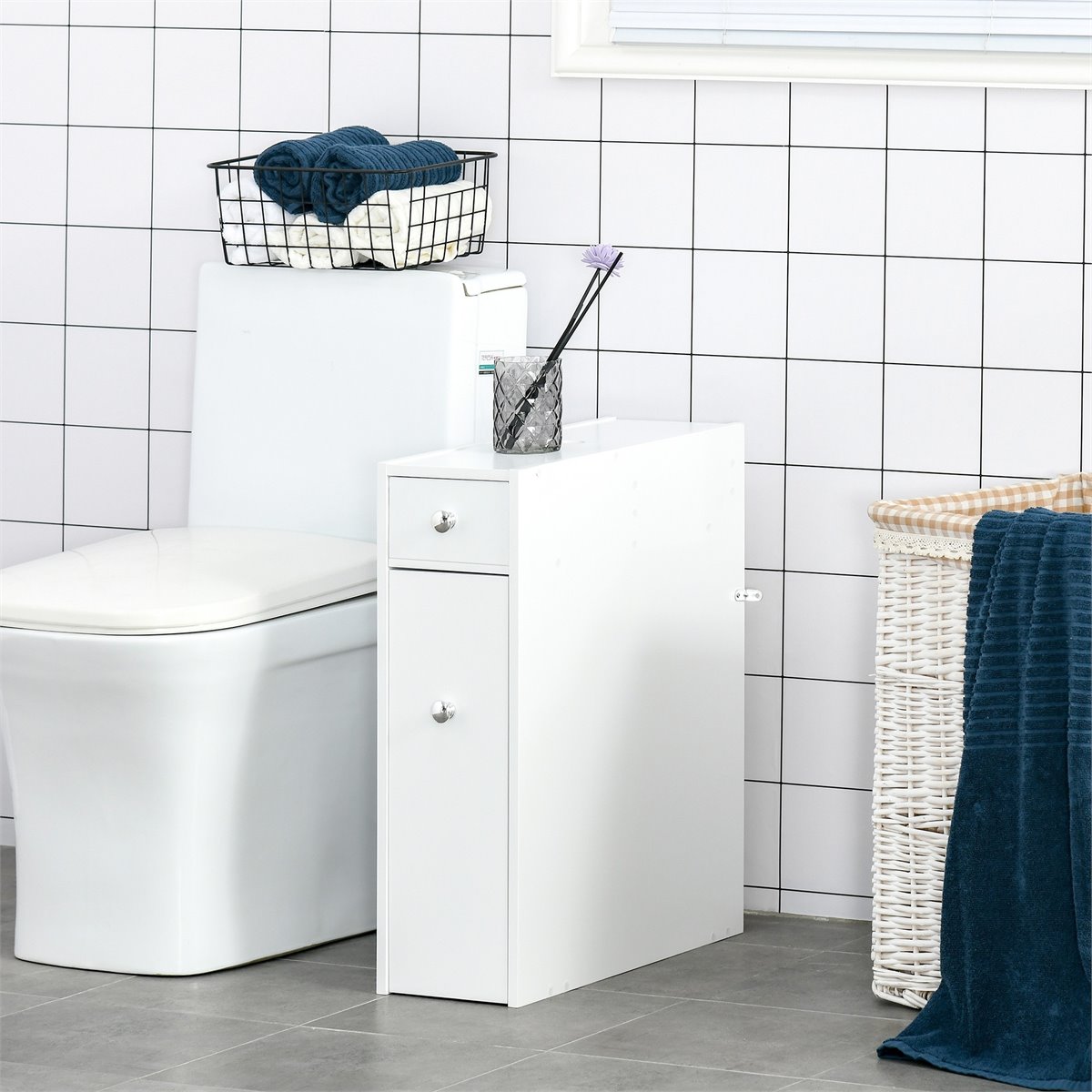 UTEX Armario de baño montado en la pared, armario colgante de madera,  armarios de pared con puertas y estantes sobre el inodoro para baño, color