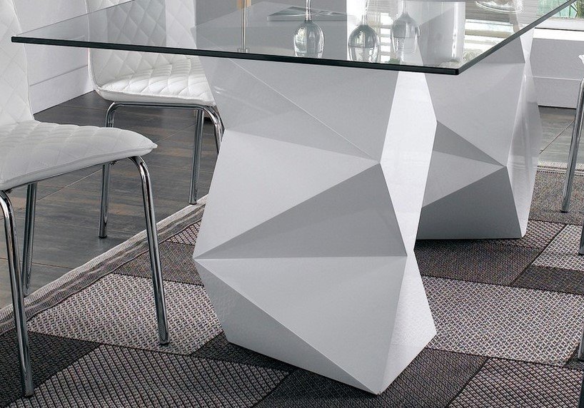 Mesa extensible de cristal blanco Génova para cocina