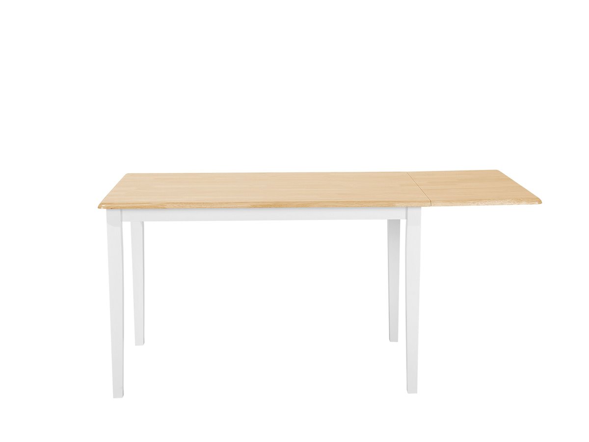 Mesa de comedor extensible de madera de caucho clara/blanco 120/160 x 75 cm  LOUISIANA 