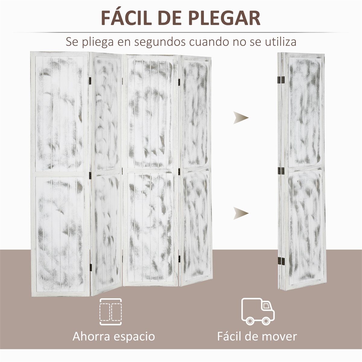 HOMCOM Biombo Separador de Ambientes de 4 Paneles Plegables de Madera de  Pino y Fibra de Papel 159,5x169,5 cm Marrón