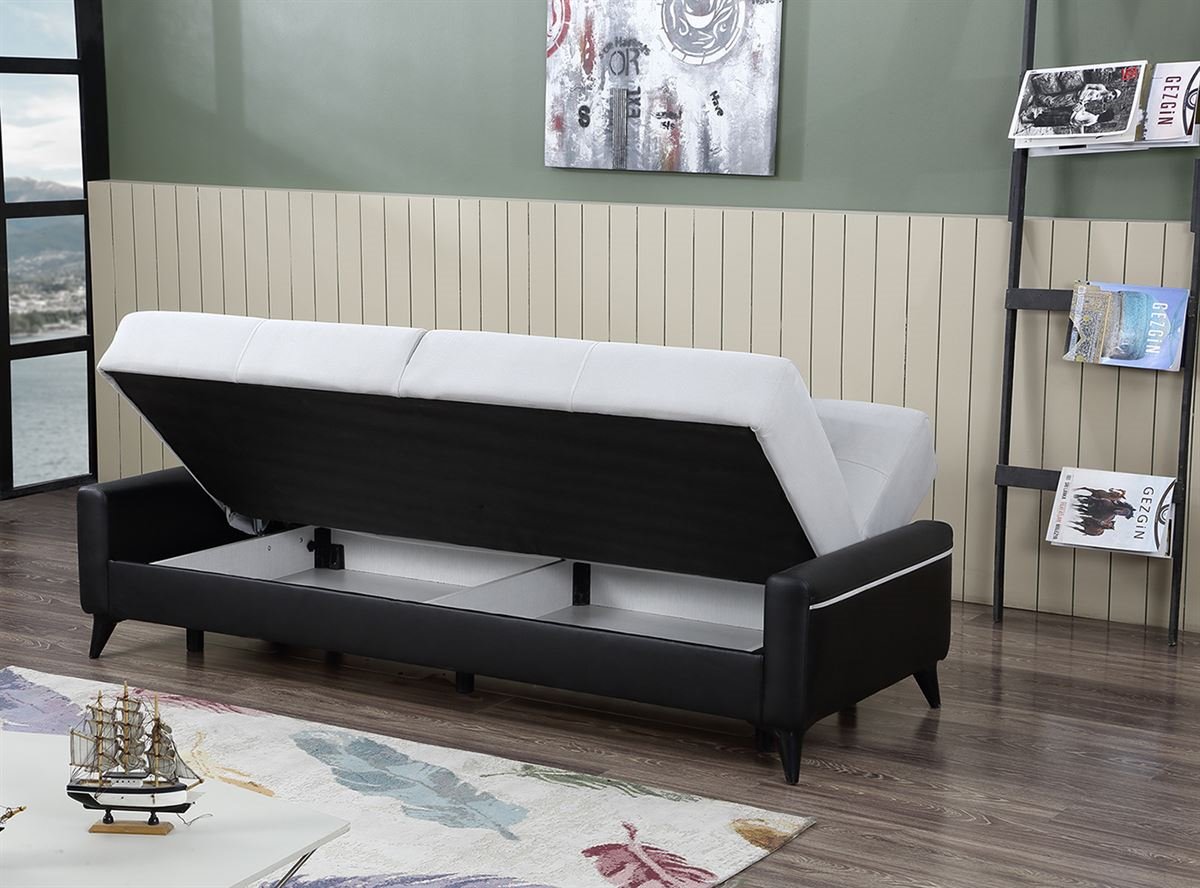 Sofá cama 3 plazas de tela DENVER Negro y Gris - Conforama